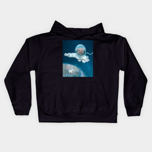 Baby Astronaut with Teddy Bear Kids Hoodie by SafSafStore